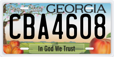 GA license plate CBA4608