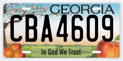 GA license plate CBA4609