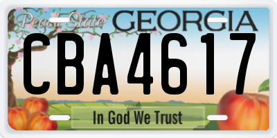 GA license plate CBA4617