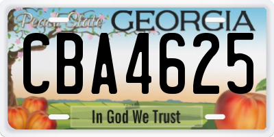 GA license plate CBA4625