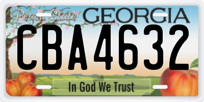 GA license plate CBA4632