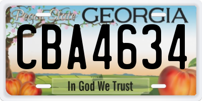 GA license plate CBA4634