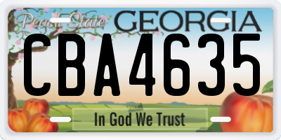 GA license plate CBA4635