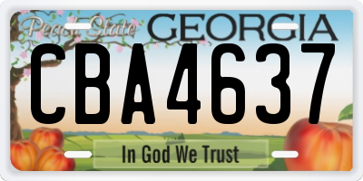 GA license plate CBA4637