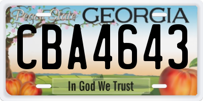 GA license plate CBA4643