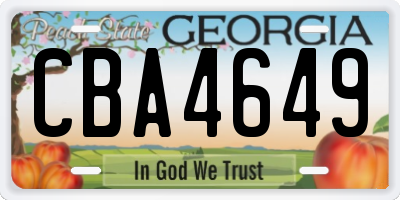 GA license plate CBA4649