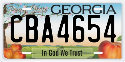 GA license plate CBA4654