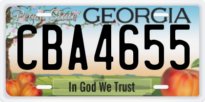 GA license plate CBA4655
