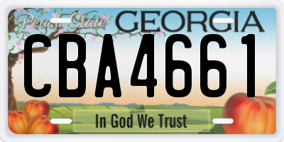GA license plate CBA4661