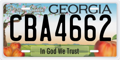 GA license plate CBA4662