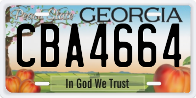 GA license plate CBA4664