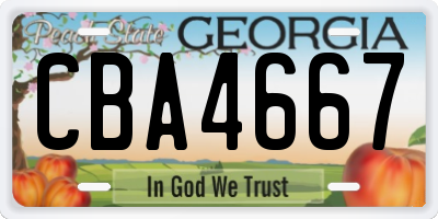 GA license plate CBA4667