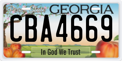 GA license plate CBA4669