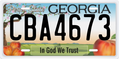 GA license plate CBA4673