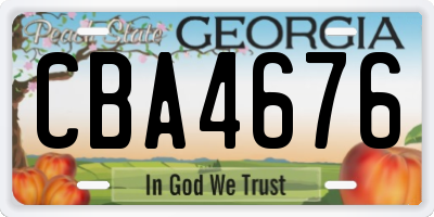 GA license plate CBA4676