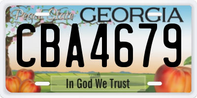 GA license plate CBA4679