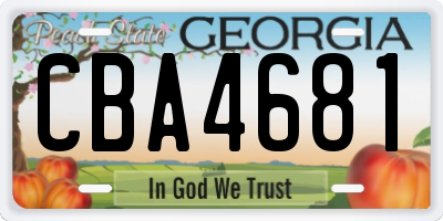 GA license plate CBA4681