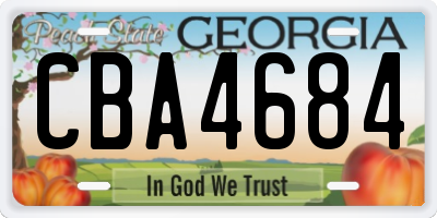 GA license plate CBA4684