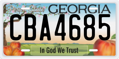 GA license plate CBA4685
