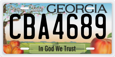GA license plate CBA4689