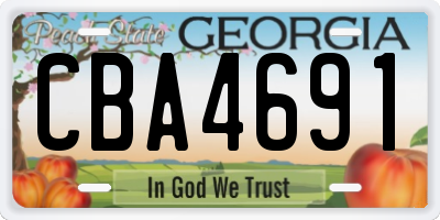 GA license plate CBA4691