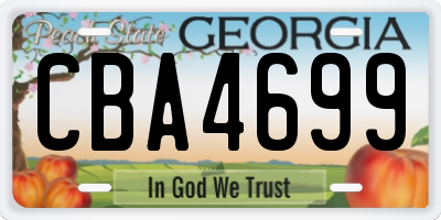GA license plate CBA4699