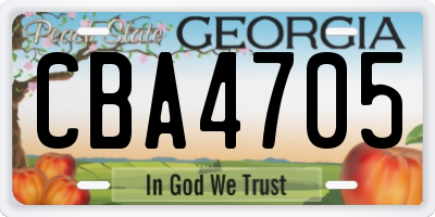 GA license plate CBA4705