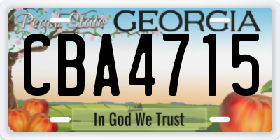 GA license plate CBA4715