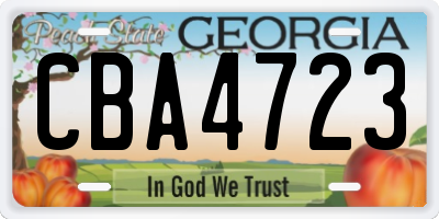 GA license plate CBA4723