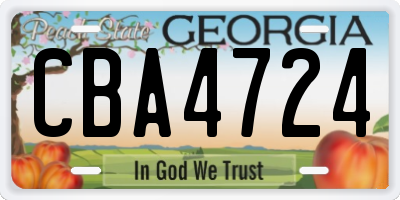 GA license plate CBA4724