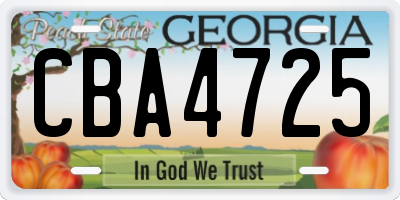 GA license plate CBA4725