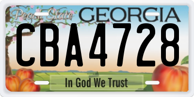 GA license plate CBA4728