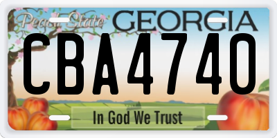 GA license plate CBA4740
