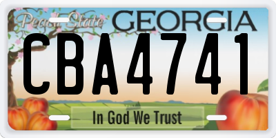 GA license plate CBA4741