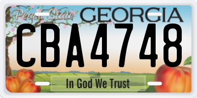GA license plate CBA4748