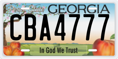 GA license plate CBA4777
