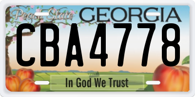 GA license plate CBA4778