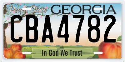 GA license plate CBA4782