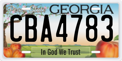 GA license plate CBA4783