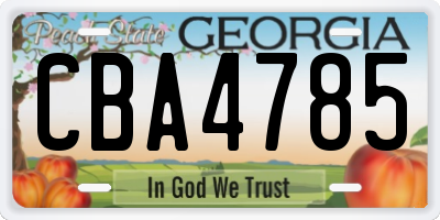 GA license plate CBA4785