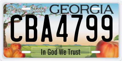 GA license plate CBA4799