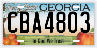 GA license plate CBA4803