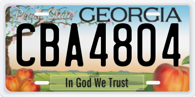 GA license plate CBA4804