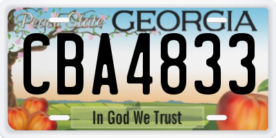 GA license plate CBA4833