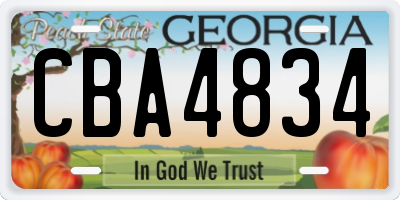 GA license plate CBA4834
