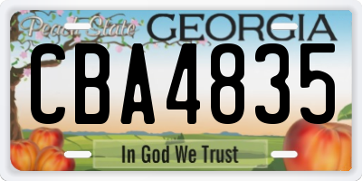 GA license plate CBA4835