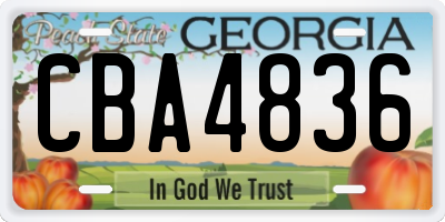 GA license plate CBA4836