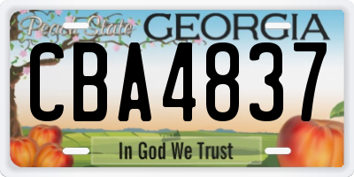 GA license plate CBA4837