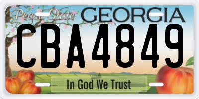 GA license plate CBA4849