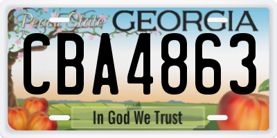 GA license plate CBA4863